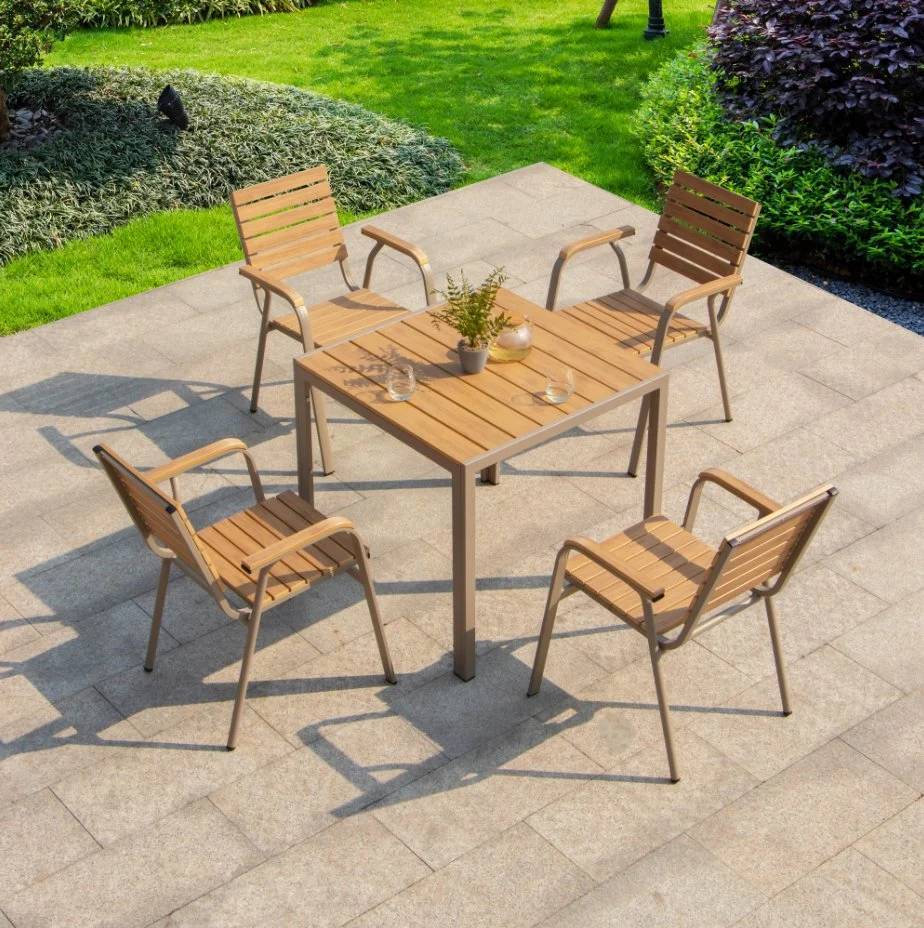 Yard Villa Outdoor Leisure Plastic Wood Tables and Chairs Outdoor Garden Web Celebrity Anticorrosive Wood Outdoor Place