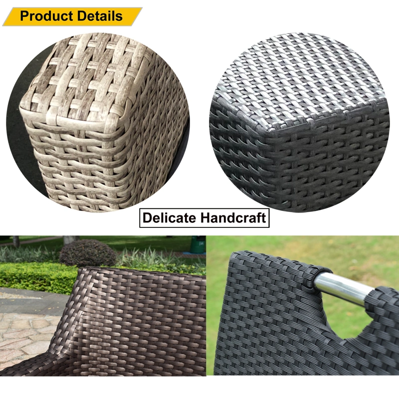 Outdoor Garden Home Dining Furniture PE Rattan Woven Chair Rectangular Kd Dining Table