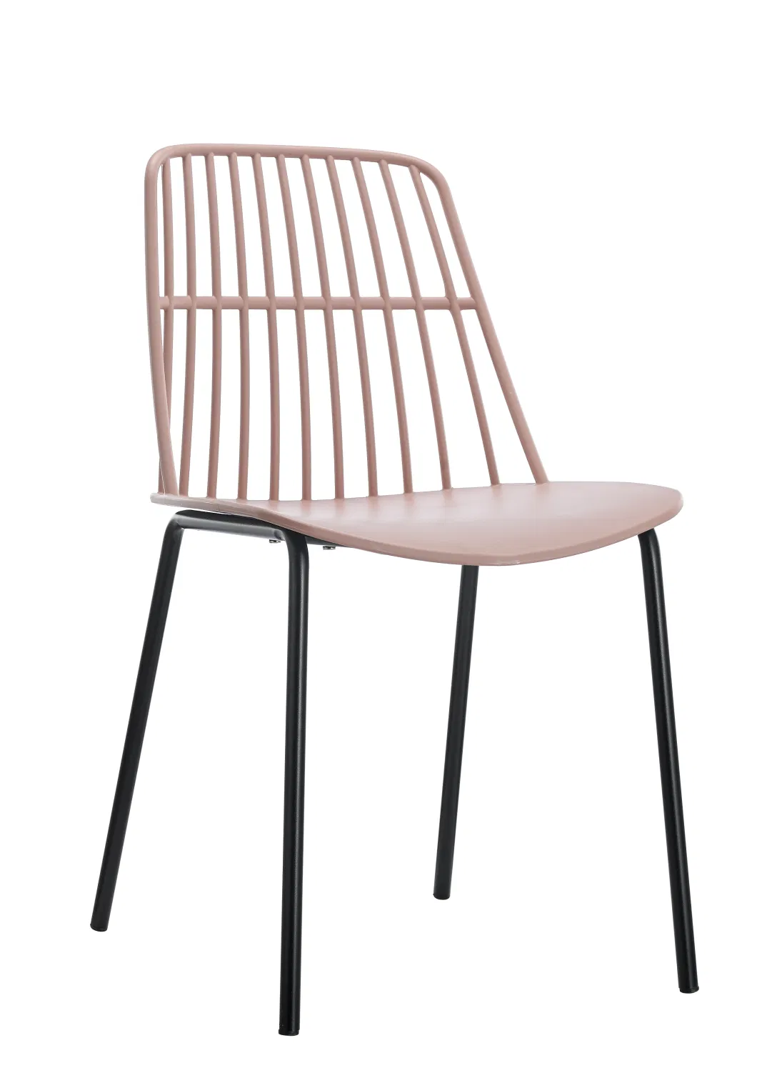 High Quality Modern Cafe Kitchen Chair PP Seat Dining Chair with Black Painted Metal Leg