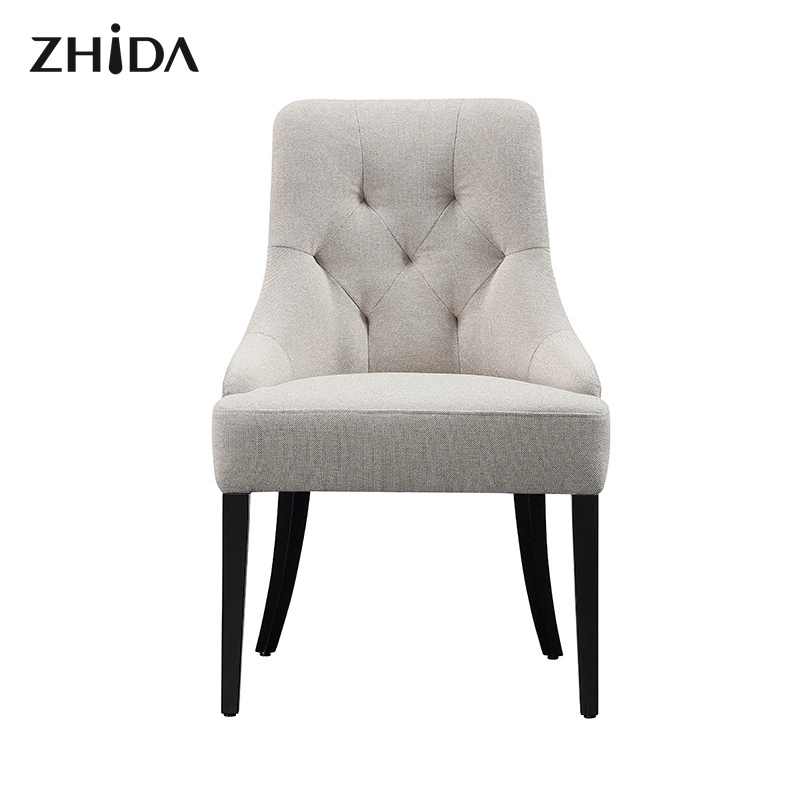 Factory Directly Sale Solid Wood Tuffed Classic Dining Chair Modern Style Leather Fabric Dinner Chair for High-Class Department or Villas