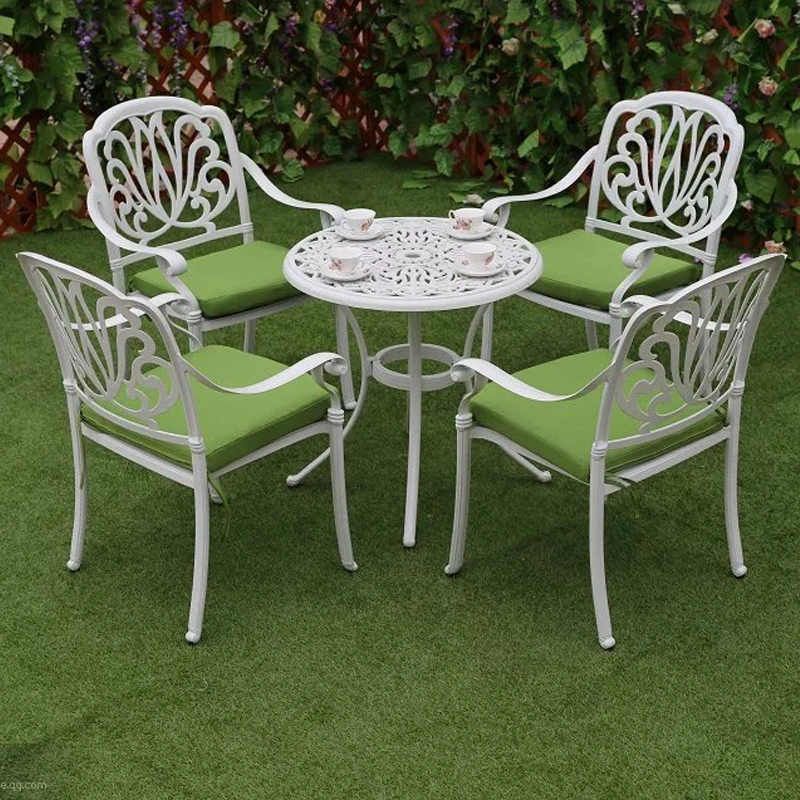 Cast Aluminum Outdoor Furniture Garden Furniture Patio Set Sunflower 4 Seater Bistro Dining Set White Color Garden Furniture Set