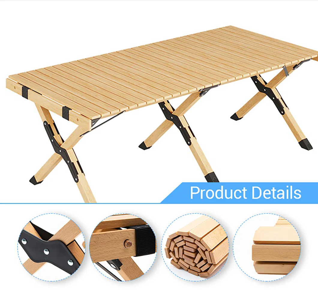 Wholesale Outdoor Portable Wooden Omelet Tables Picnic Camping Travel Leisure Beach Bamboo Folding Table