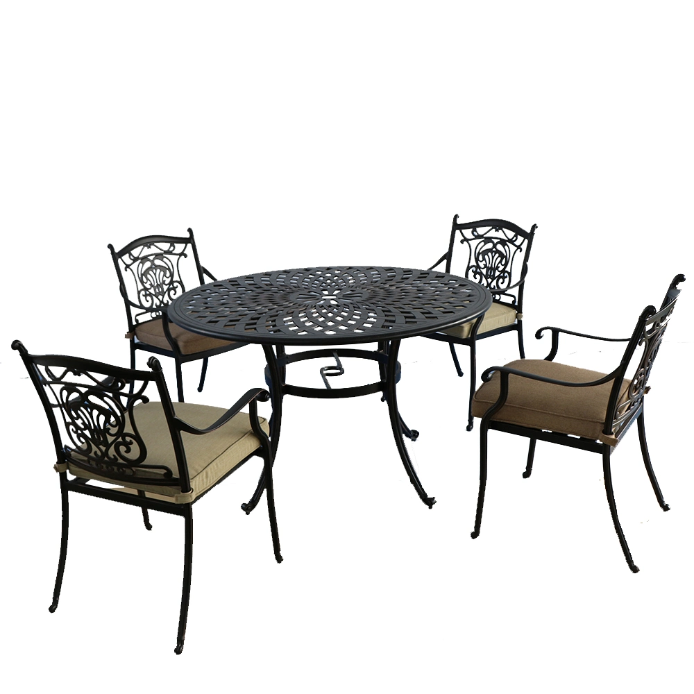 Cast Aluminium Black Garden Table Outdoor Patio Round Dining Table