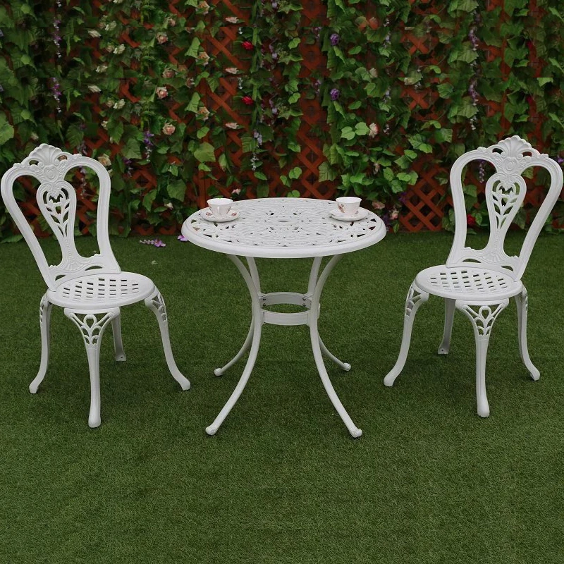 Cast Aluminum Outdoor Furniture Garden Furniture Patio Set Sunflower 4 Seater Bistro Dining Set White Color Garden Furniture Set