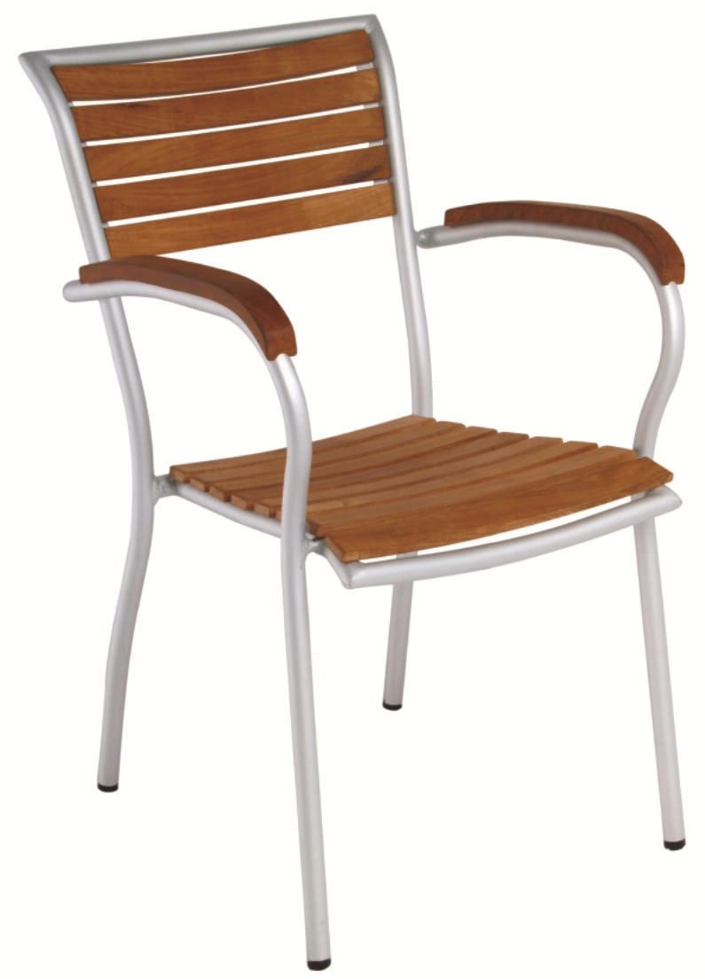 Stackable Aluminm Frame Ash Wood Outdoor Chair