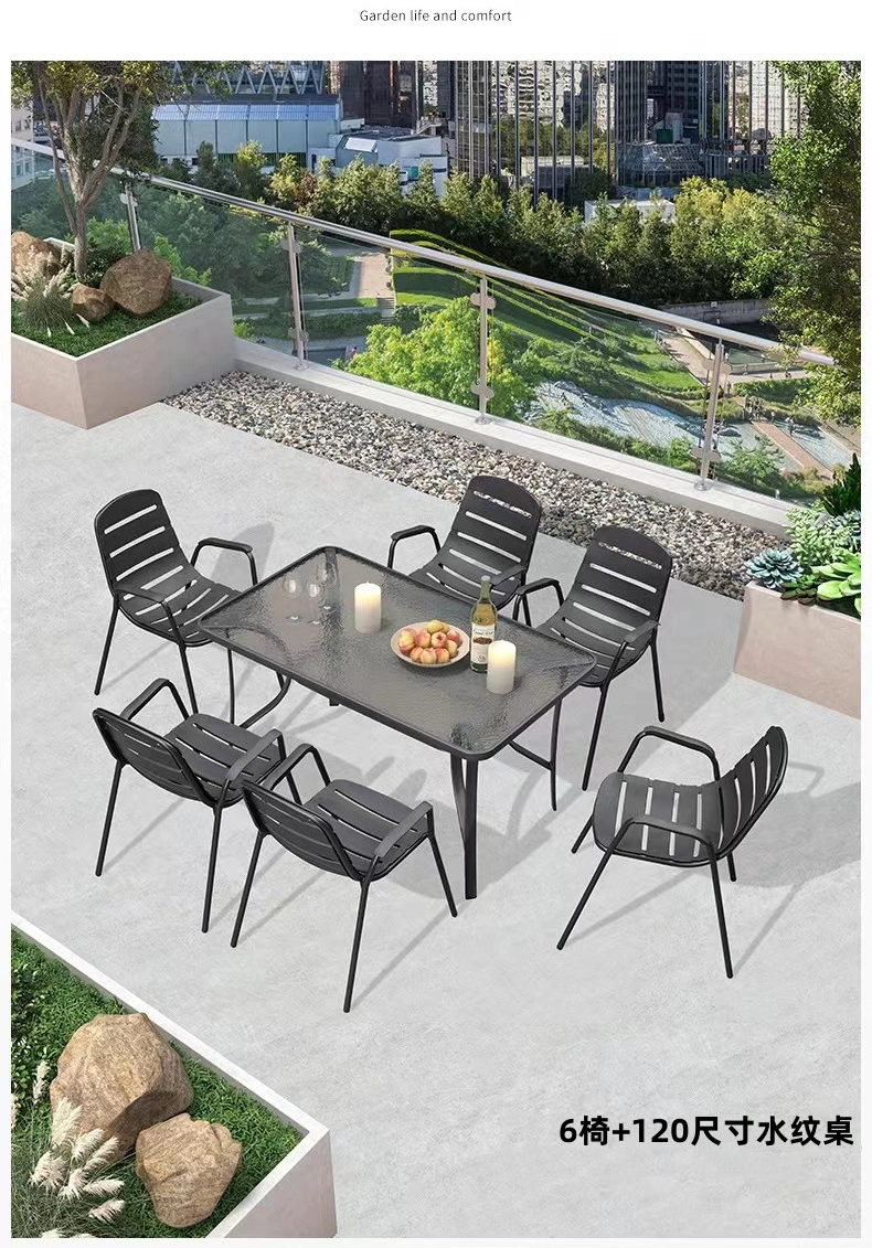 Garden Outdoor Aluminum Armchair Patio Leisure Stackable Chairs Tables Outdoor Garden Furniture Sets