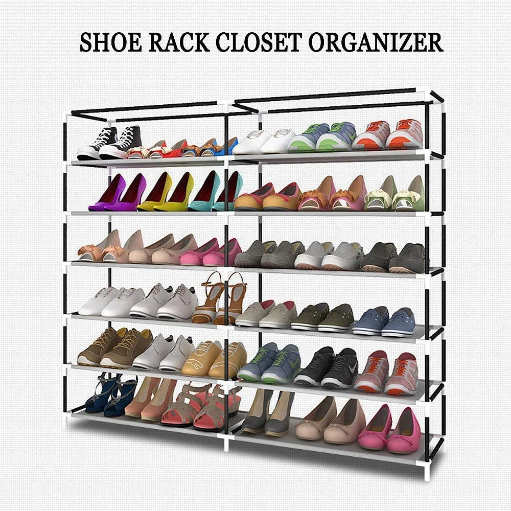 Non-Woven Fabric Portable Folding Simple Shoe Storage Organizer with Frame Cloth