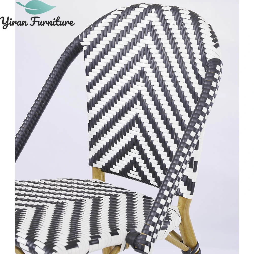 Modern Style Family Home Furniture Patio Series, Simple Black and White Woven Rattan Bar Chair