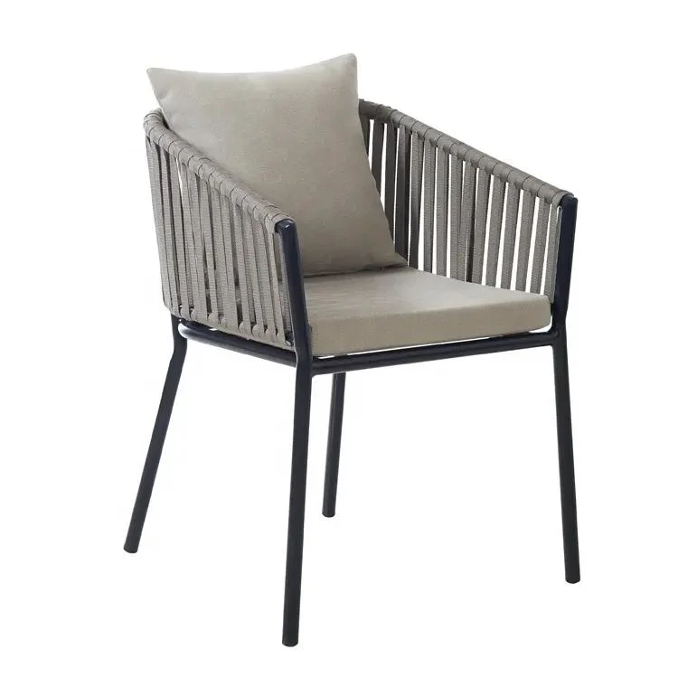 Lecong Wholesale Rope Dining Armchair Hotel Restaurant Garden Patio Aluminum Outdoor Chair