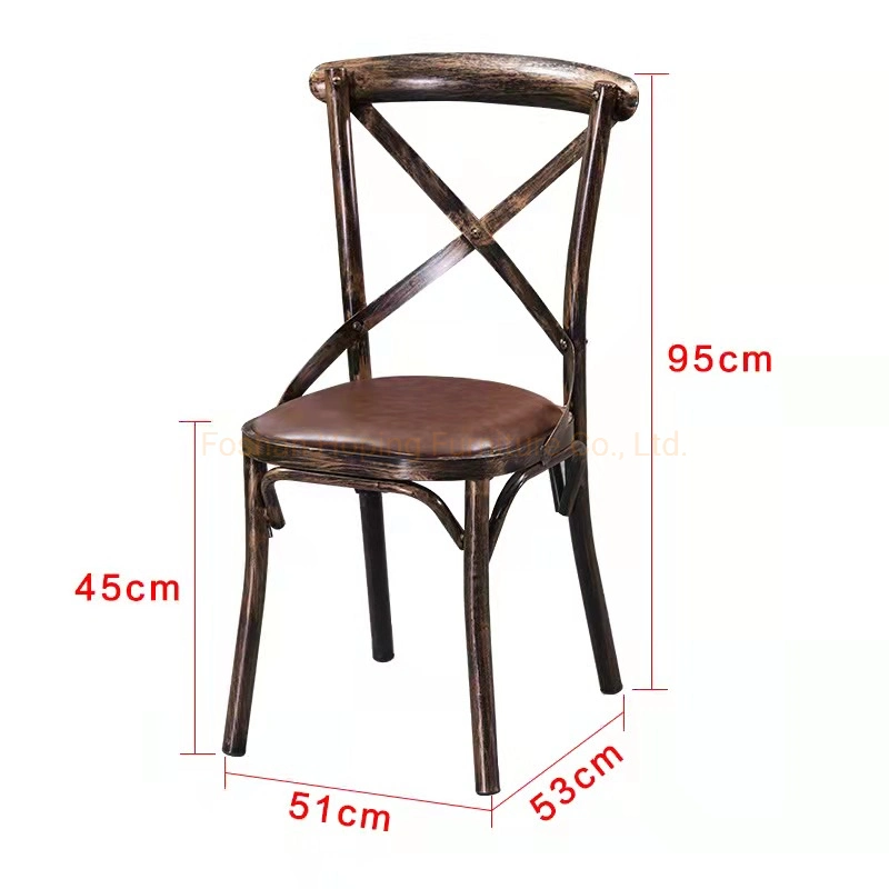 Dining Furniture Metal Cross Back Chair Special Stainless Steel Wedding Reception Chairs for Sale China Wholesale Modern Black Gray Restaurant Chair