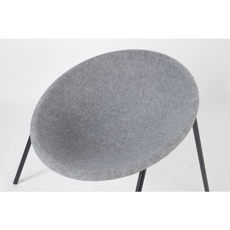 Modern High Quality Chair Pet Felt Home Chair Popular Round Sleep Chair with Metal Black Legs New Design Commercial Furniture