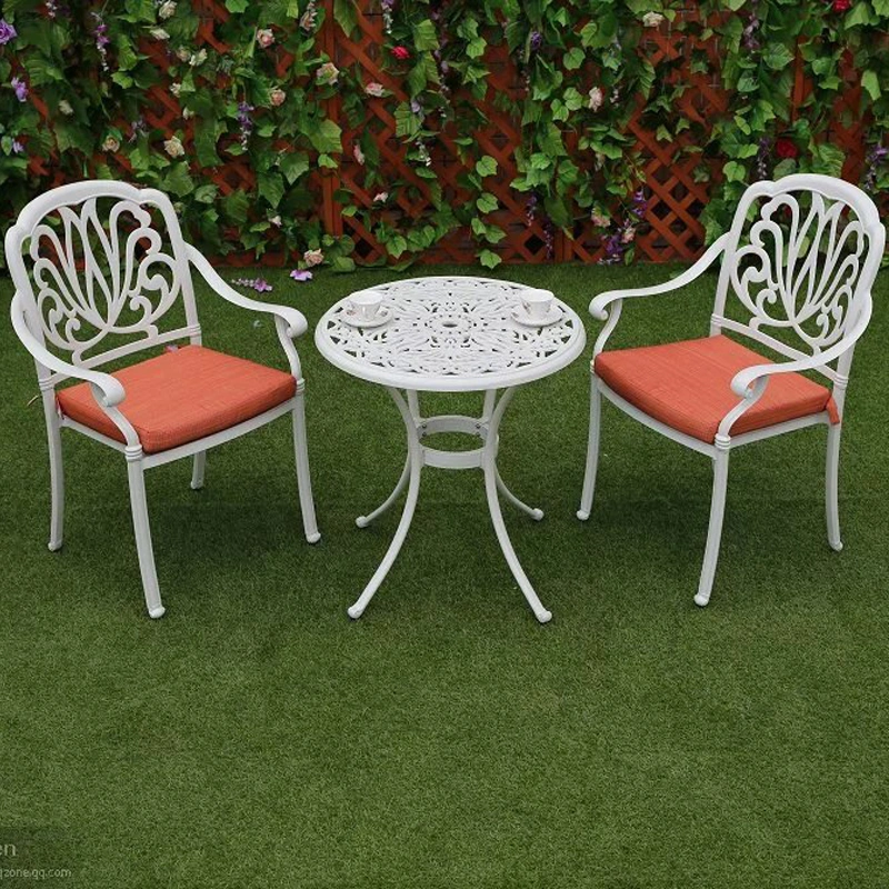 Cast Aluminum Outdoor Furniture Garden Furniture Patio Set Sunflower 4 Seater Bistro Dining Set White Color Garden Furniture Set