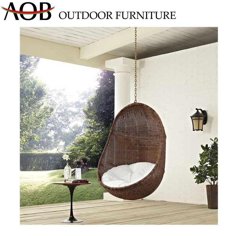 Modern Outdoor Garden Patio Hotel Backyard Furniture Rattan Wicker Swing Chair with Side Table