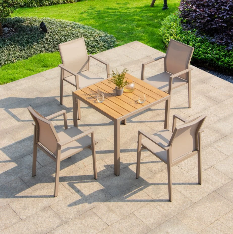 Yard Villa Outdoor Leisure Plastic Wood Tables and Chairs Outdoor Garden Web Celebrity Anticorrosive Wood Outdoor Place