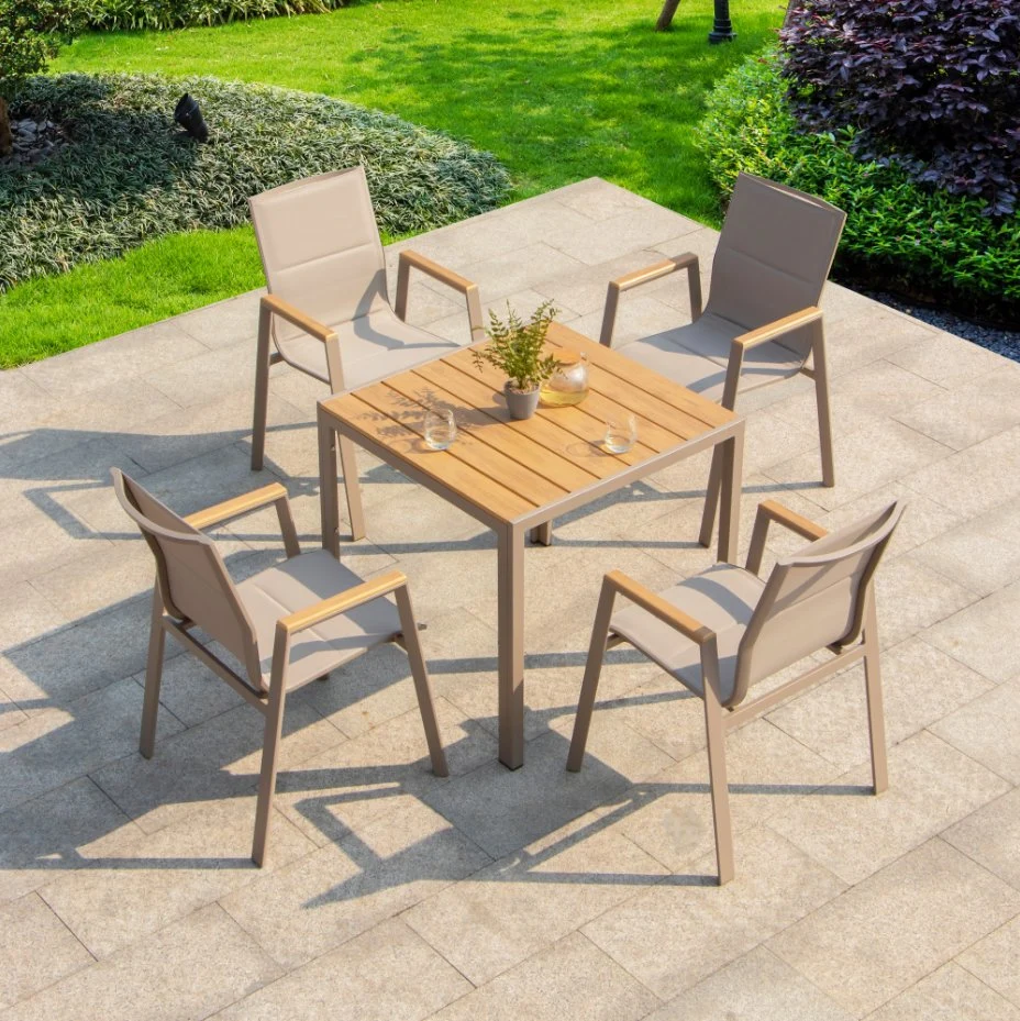 Yard Villa Outdoor Leisure Plastic Wood Tables and Chairs Outdoor Garden Web Celebrity Anticorrosive Wood Outdoor Place