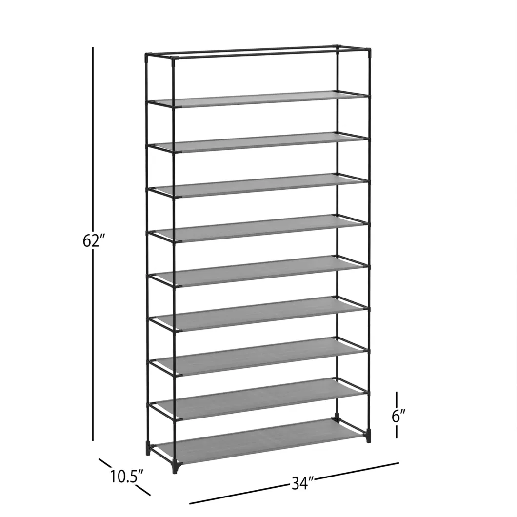 Tiered Shoe Rack with Dust Cover, Footwear Organizer with Non-Woven Fabric Cover and Metal Frame