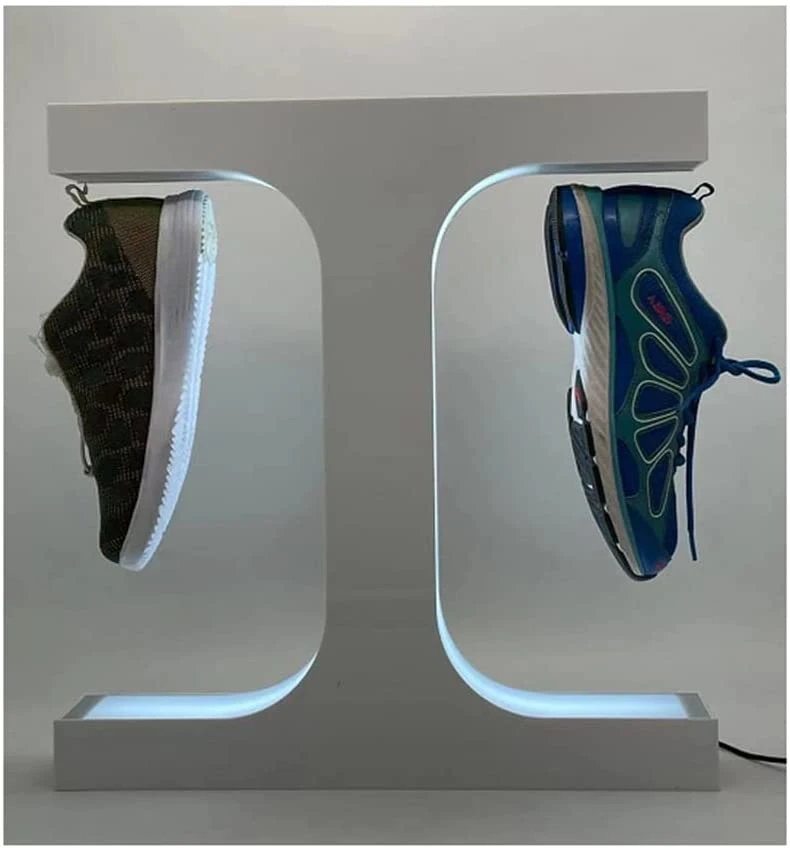 Factory Customize Wholesale APP Control The Colorful Light Magnetic Levitation Double Sports Shoes Sneaker Display Rack for Avertisement Exhibtion