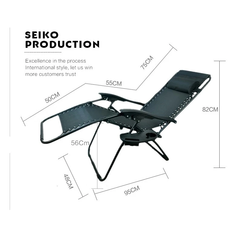 Foldable Zero Gravity Chair Outdoor Leisure Reclining Sun Lounger Chair with Cup Holder for Garden Patio Outdoor