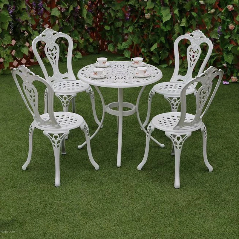 Cast Aluminum Outdoor Furniture Garden Furniture Patio Set Sunflower 4 Seater Bistro Dining Set White Color Garden Furniture Set