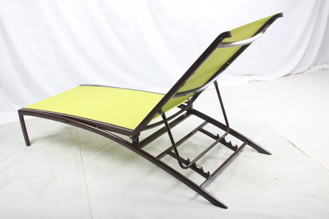 Commercial Pool Deck Furniture Aluminum Frame Mesh Fabric Outdoor Chaise Lounge