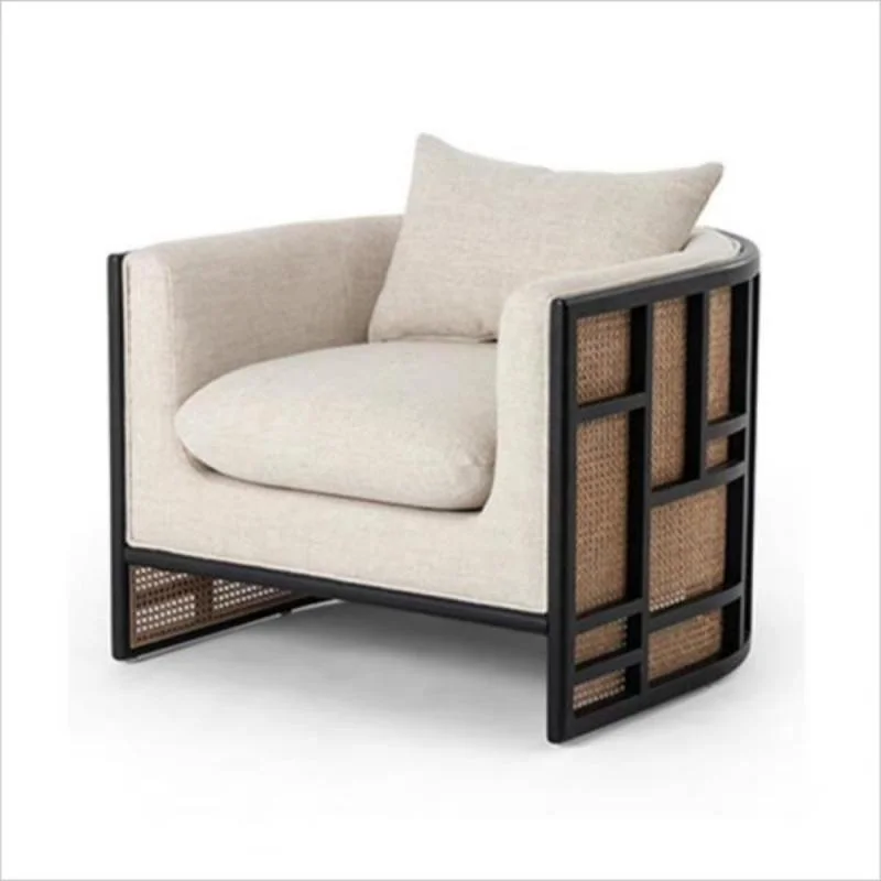 New Arrival Living Room Furniture Rattan Sofa Chair with Fabric for Hotel