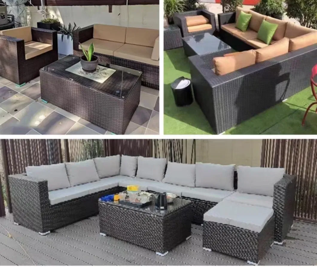 Outdoor Rattan Storage Sofa Tea Table Garden Leisure Double Sofa Chair