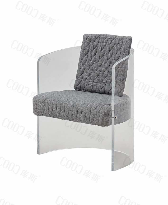 Modern Household Furniture Gray Accent Chair Crystal Dining Chair Cushion Clear Acrylic Chair