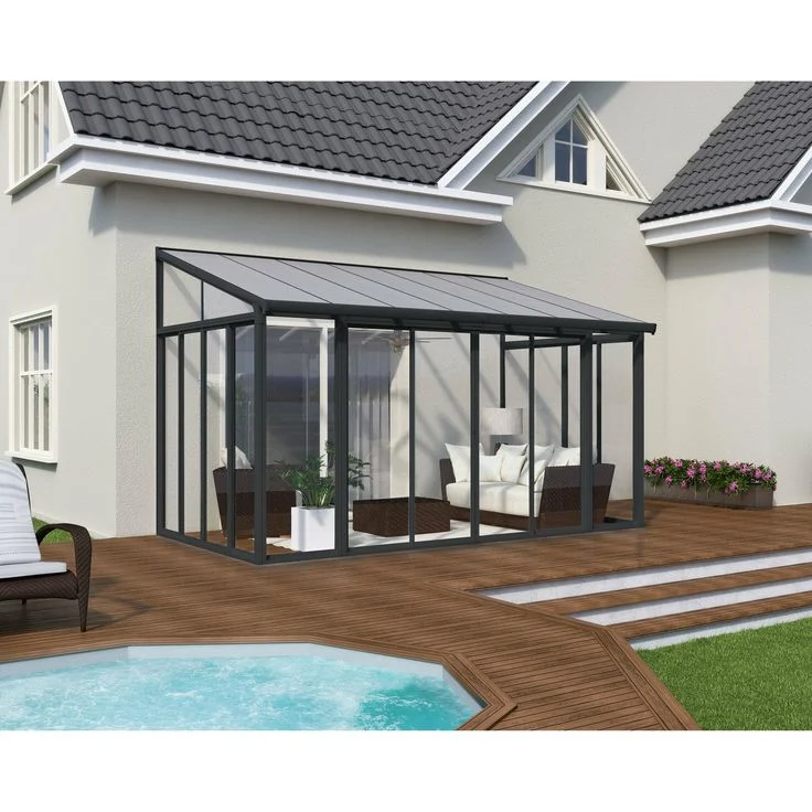 Automatic Double Glazed Tempered Glass Outdoor Glass Sunroom with Sliding Door