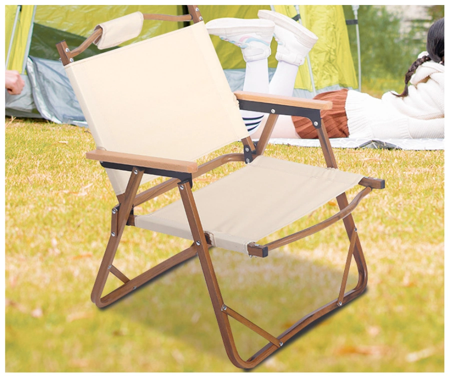 Outdoor Furniture Wood Grain Aluminum Portable Folding Kermit Camping Chair