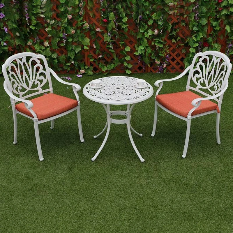 Cast Aluminum Outdoor Furniture Garden Furniture Patio Set Sunflower 4 Seater Bistro Dining Set White Color Garden Furniture Set