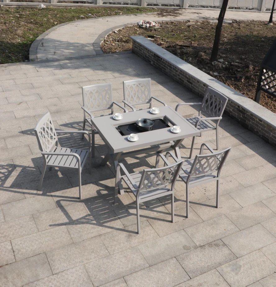 Contracted Leisure Outdoor Barbecue Aluminum Small Desks and Chairs in The Open Air Outdoor Garden Yard Art Tables and Chairs