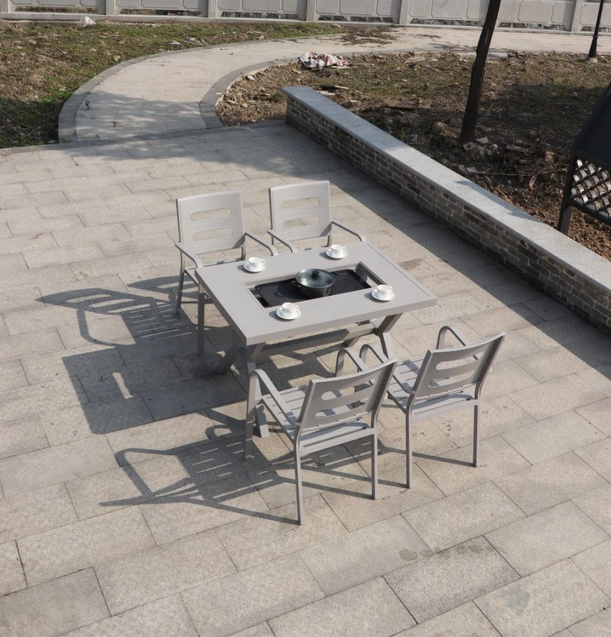 Contracted Leisure Outdoor Barbecue Aluminum Small Desks and Chairs in The Open Air Outdoor Garden Yard Art Tables and Chairs