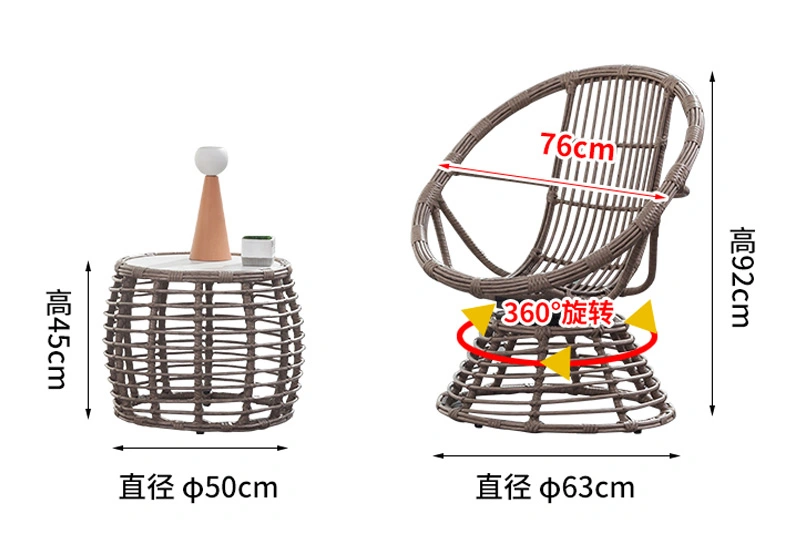 Outdoor Furniture Garden Chair Set Proper Price Top Quality Rattan Wicker Table with Popular Double Use Garden Chair