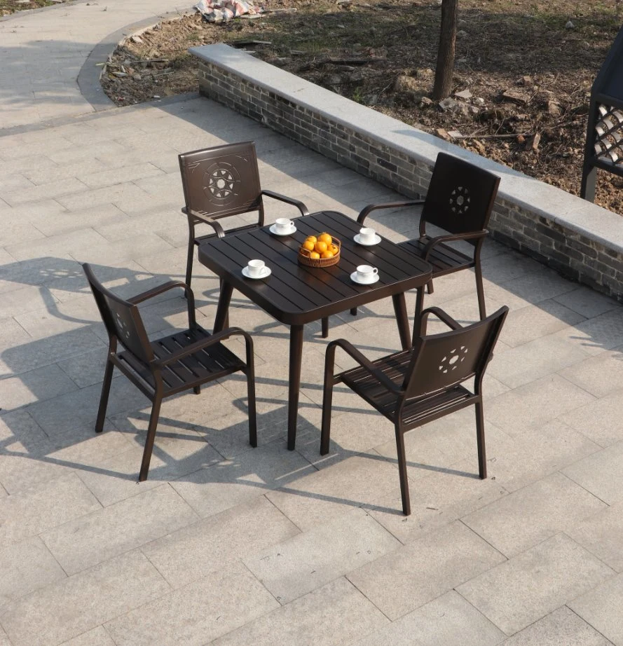 Outdoor Waterproof Sunscreen Milk Tea Shop Cafe Net Cloth Aluminum Alloy Table Chair Outdoor Small Yard Villa