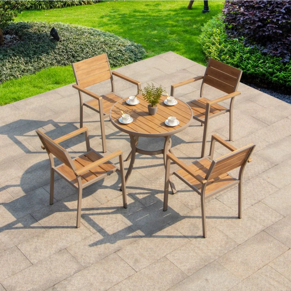 Yard Villa Outdoor Leisure Plastic Wood Tables and Chairs Outdoor Garden Web Celebrity Anticorrosive Wood Outdoor Place