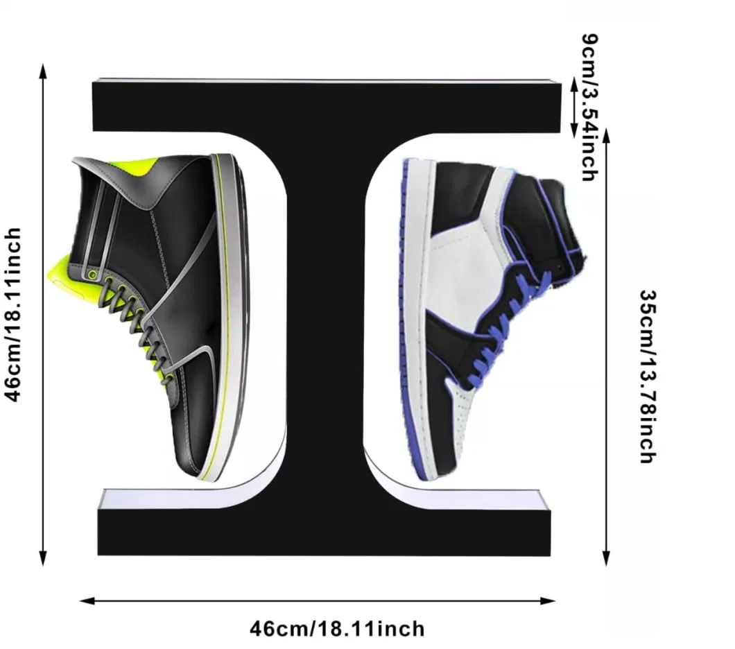 Factory Customize Wholesale APP Control The Colorful Light Magnetic Levitation Double Sports Shoes Sneaker Display Rack for Avertisement Exhibtion