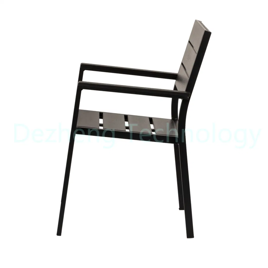 Wholesale Garden Patio Black Plastic Wood Outdoor Restaurant Dining Chair