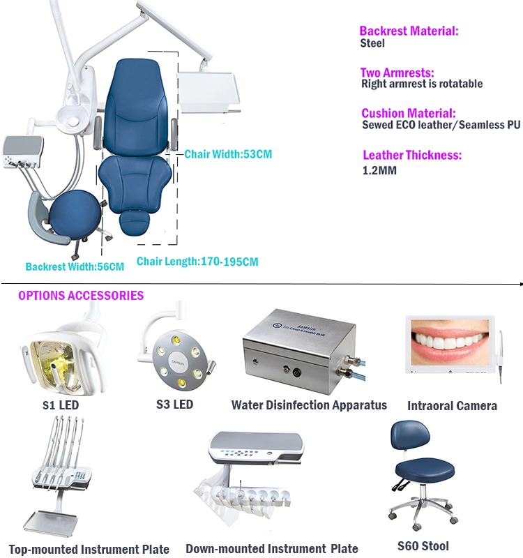 Best Portable Safety Luxury Sensor LED Operating Lamp Dental Equipment Chair with 9 Programme Dental Unit Chair