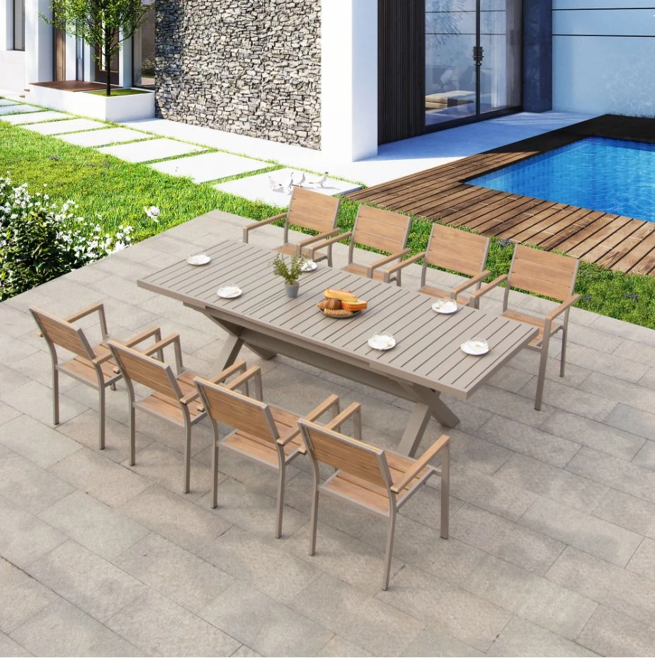 Yard Villa Garden Outdoor Leisure Furniture Aluminum Chairs and Tables Coffee Milk Tea Shop Outside Double Mesh Cloth Chair