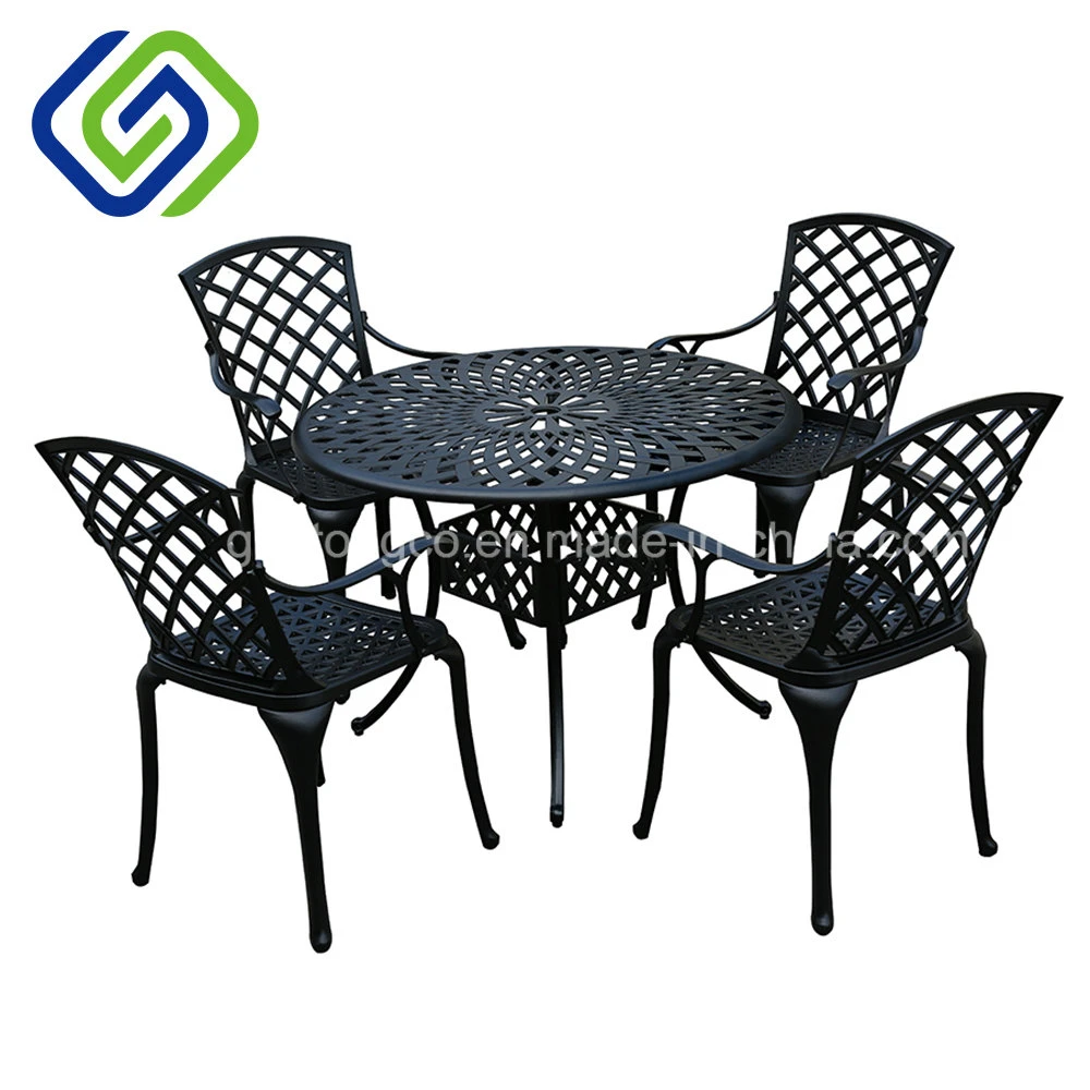 Cast Aluminium Black Garden Table Outdoor Patio Round Dining Table