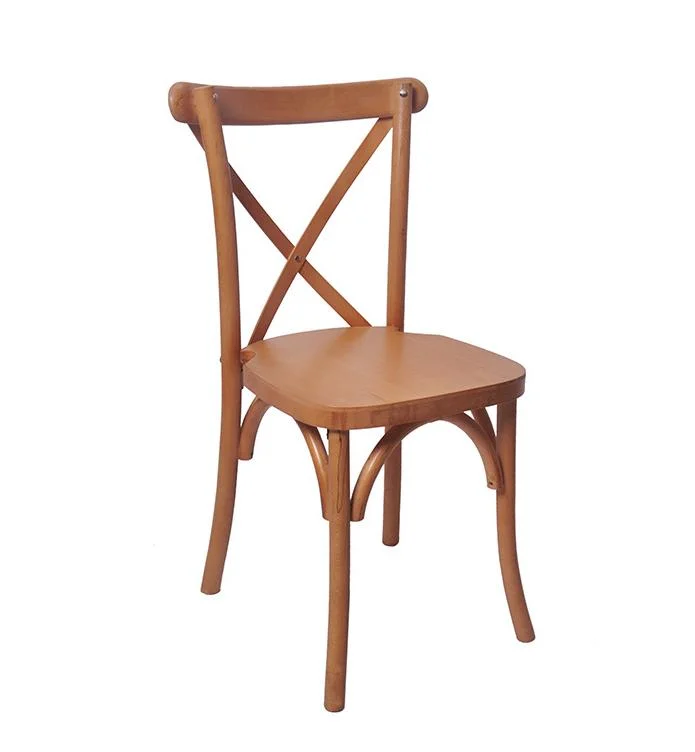 Manufacturer of Cross Back Wood Stacking Wedding Event Furniture Dining Cane Banquet Chair (ZG11-002)