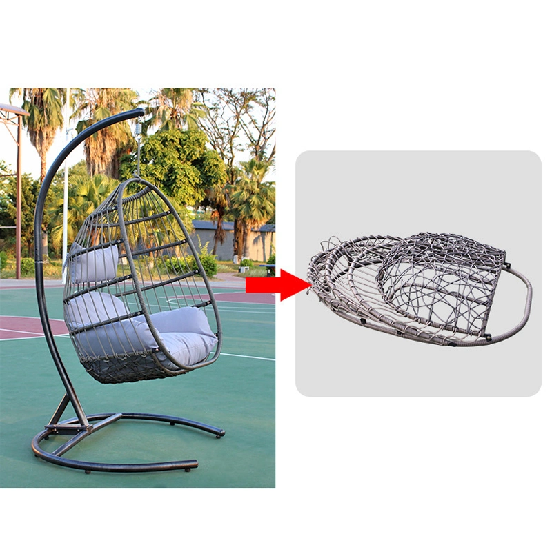 Furniture Manufacturer Rattan Hanging Patio Swing Chair with Metal Stand