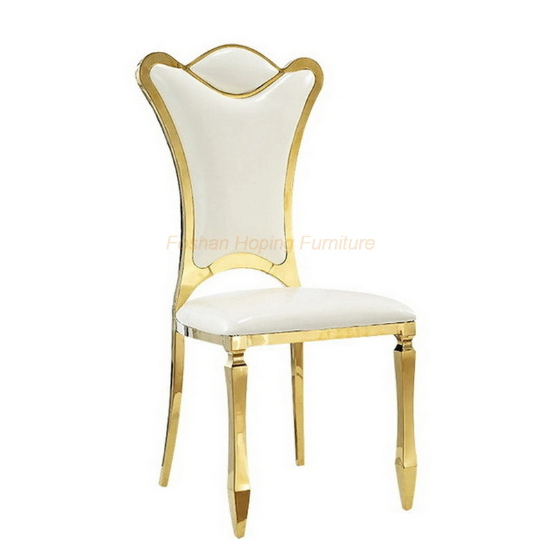 Luxury Modern Party Banquet Event Dining Room Gold Stainless Steel Wedding Chairs with White Seat