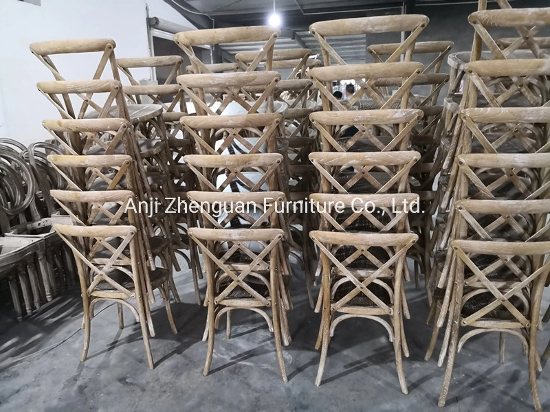 Manufacturer of Cross Back Wood Stacking Wedding Event Furniture Dining Cane Banquet Chair (ZG11-002)