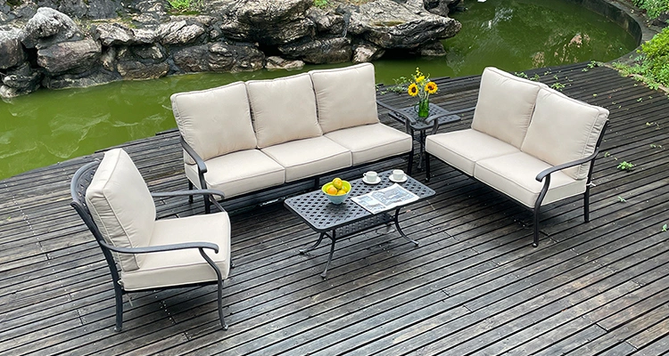 Cast Aluminum Patio Furniture Outdoor Garden Furniture Weave Sofa Set 5PCS