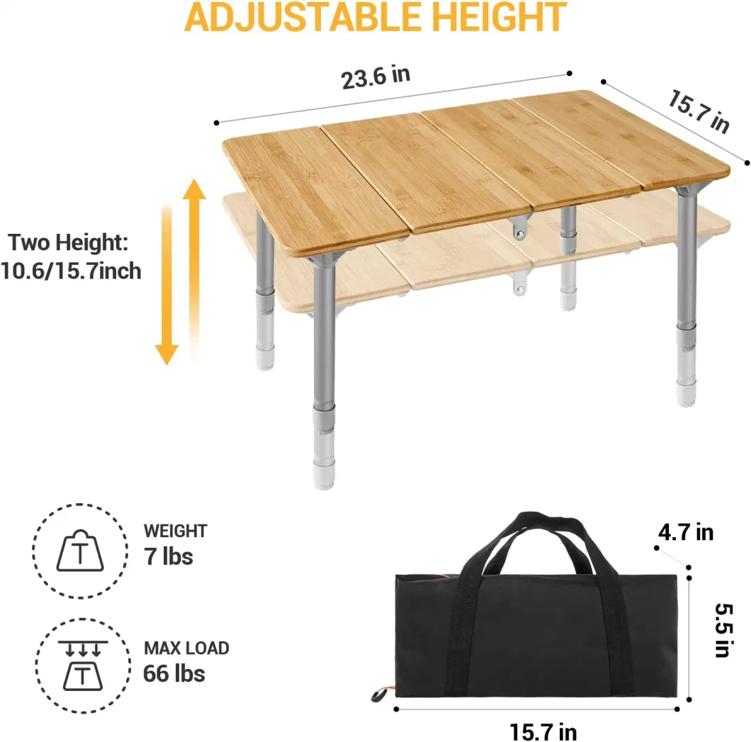 Woqi Outdoor Garden Party Adjustable Height Folding Camping Table