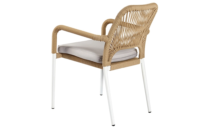 Nordic Design Stackable Outdoor Aluminum with Rope Woven Patio Furniture Hotel Garden Dining Chair