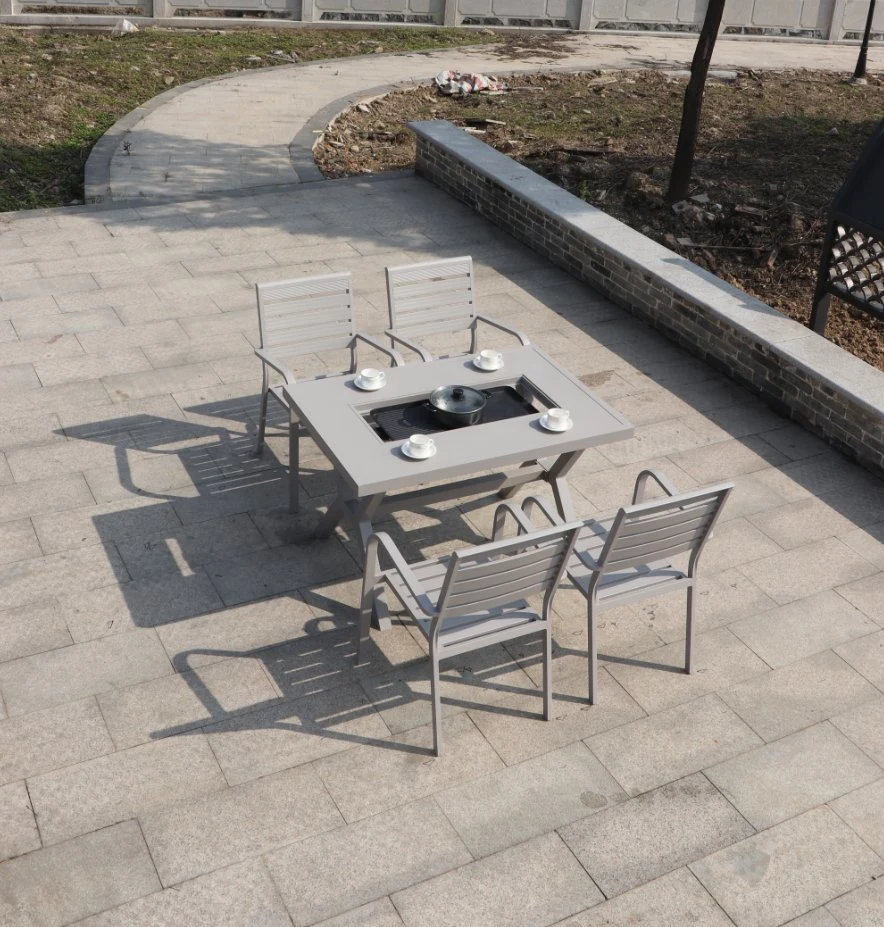 Contracted Leisure Outdoor Barbecue Aluminum Small Desks and Chairs in The Open Air Outdoor Garden Yard Art Tables and Chairs