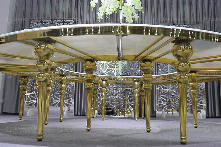 Wholesale Luxuary Golden Stainless Steel Used Banquet Tables and Chairs