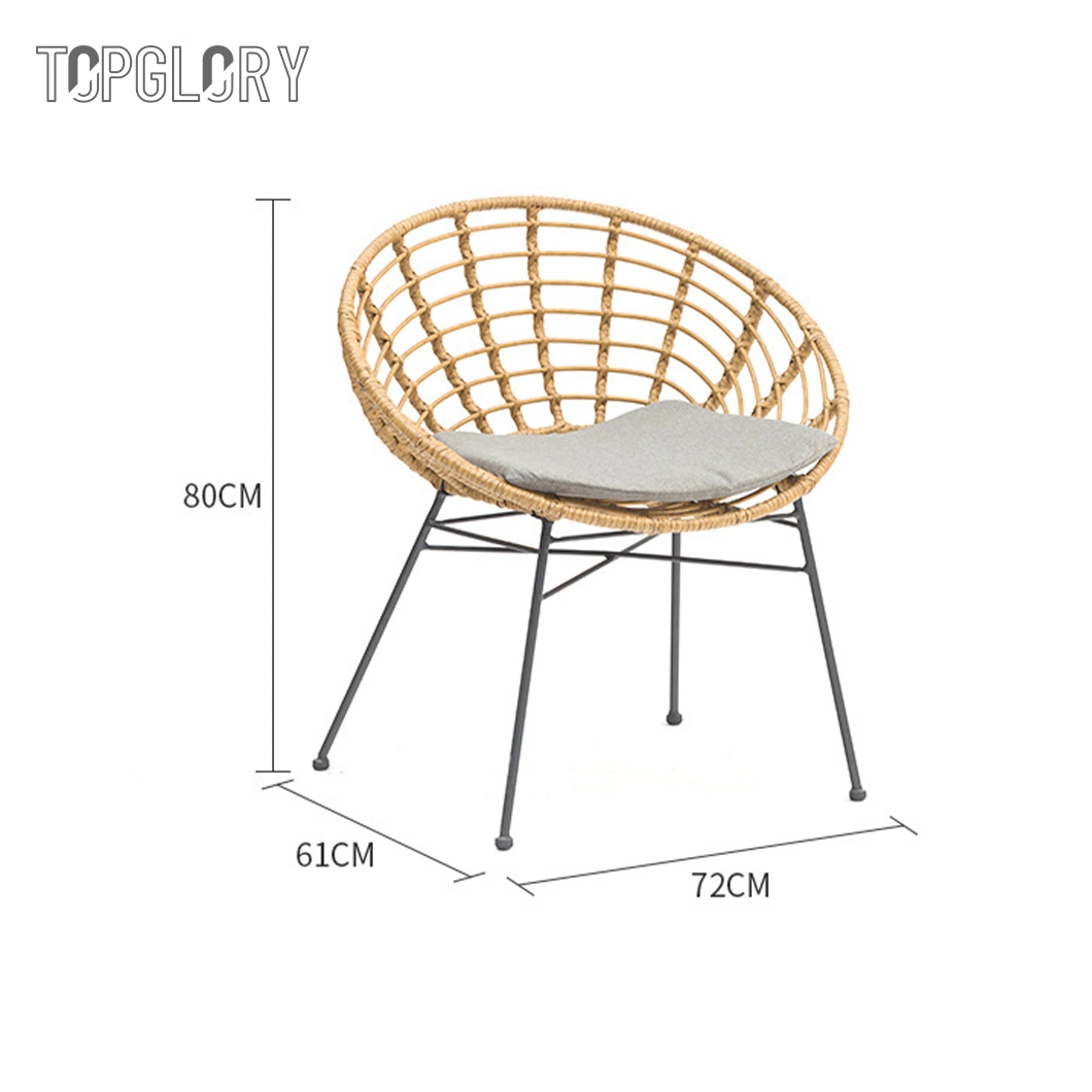 Modern Leisure Outdoor Patio Garden Stackable Rattan Chair with Waterproof Cushion